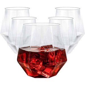 40 PCS Diamond Stemless Plastic Wine Whiskey Glasses, 12 Oz Disposable